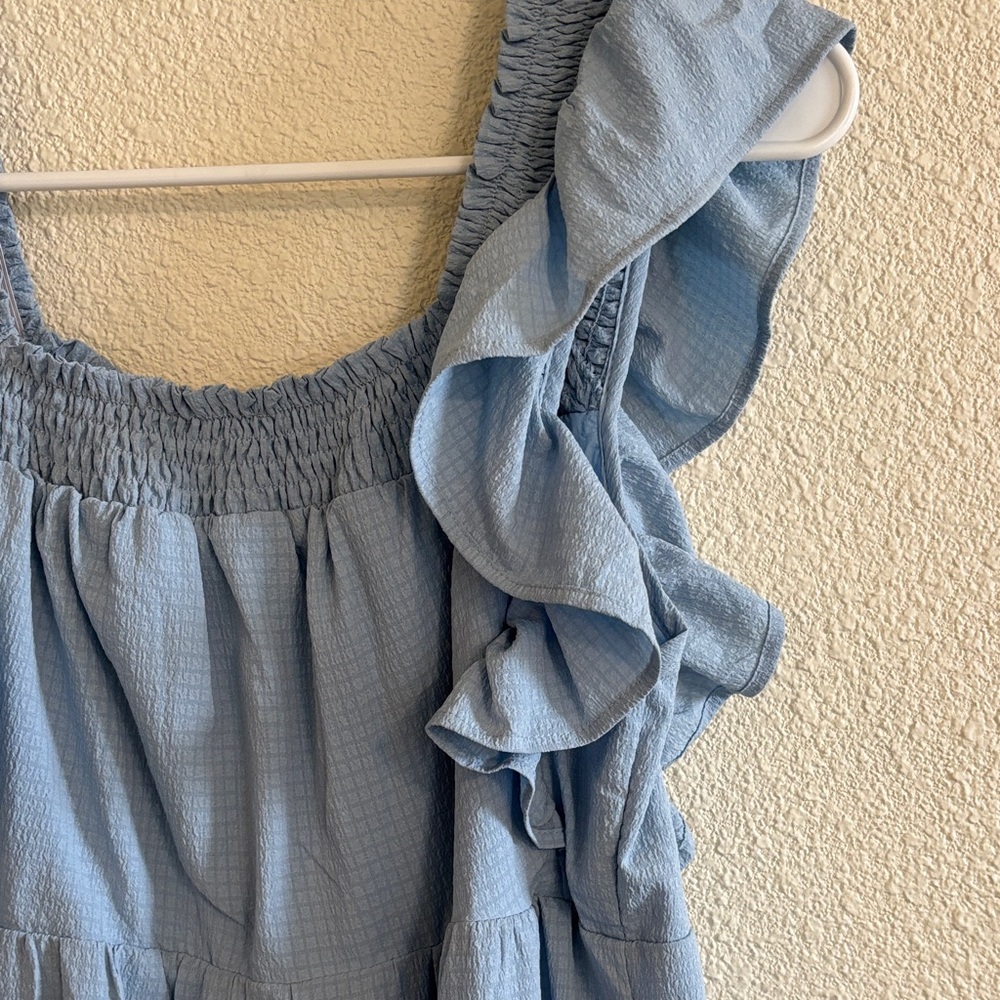 Blue Ruffled Midi Dress - Picture 3 of 6